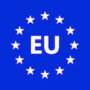 european union logo. vector illustration. eu flag icon with round stars